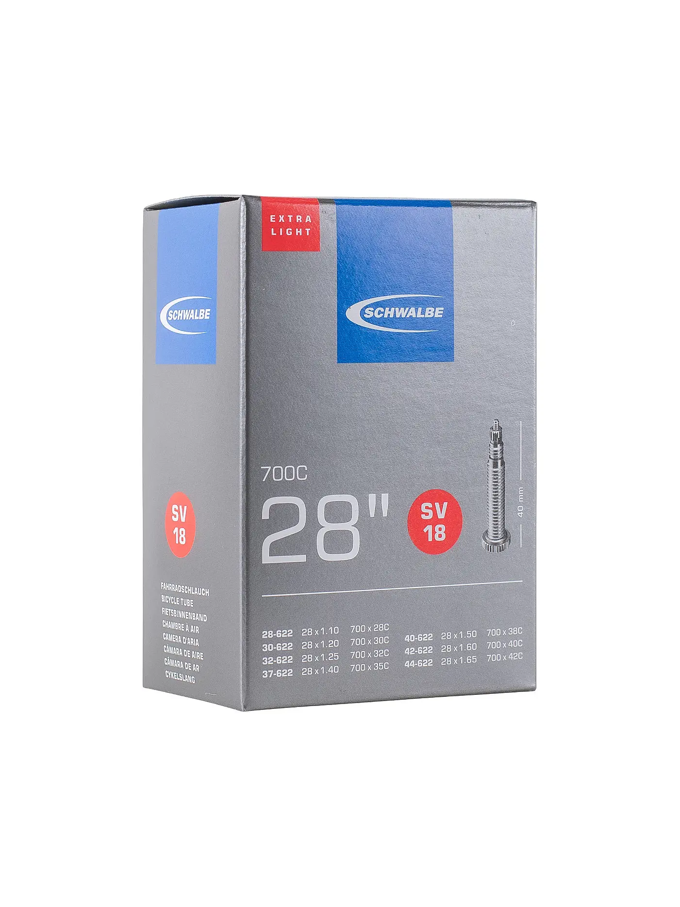 SCHWALBE | Fahrradschlauch Nr.18 Extra Light SV40 (28"/700C) | 